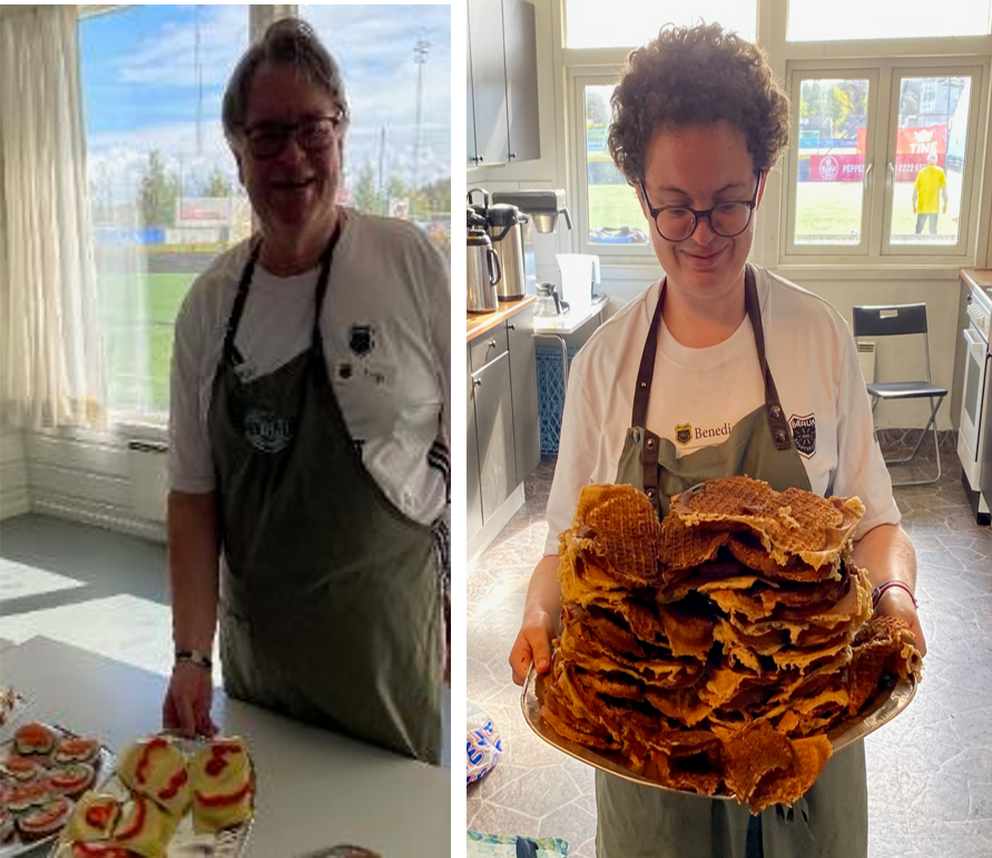 Frivillighet: Inge og Benedicte er sentrale for det sosiale og hygge på kjøkkenet og i storstua etter trening