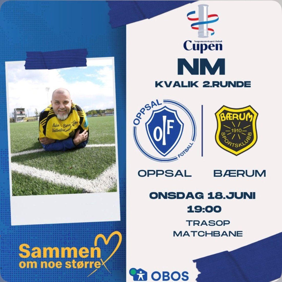 Innsalg: Ståle Lundemo pryder Oppsals egen kampflyer i forkant av kampen. Grafikk: J.Grydeland